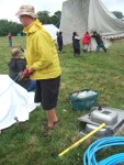Patrick stretching a temporary rope