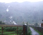 the water cascading down the fellside