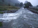 here where the water coming down met the river below