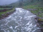and looking upstream, a very full river