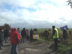 the small crowd of stoic protesters had to endure - indeed one frail elderly couple couldn't stay, they felt they were seriously at risk of being blown over