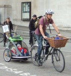 some tiny tots, wrapped up warm, came along too, in this excellent looking bike trailer