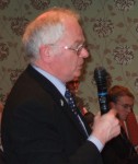 Lancashire County Councillor Bill Bennett putting a question
