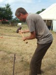 Pete bringing down the sledgehammer
He helps us with set-up every year but then has to dash off and misses the actual gathering