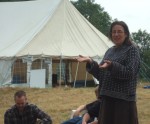 after the warm-up game Emily addressed the morning meeting welcoming everybody to the camp