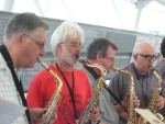 Once again back in Docklands to protest at the bi-annual Arms Fair held at the Excel Centre Here some of the saxophonists at the Saturday Musical Protest