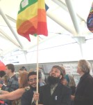 looking up at the peace flag