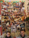a photoboard with pictures of all the many local residents who use the cafe all year round