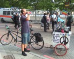 Tim having a well-needed drink - he'd cycled the tandem down from the City on his own today