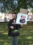 SWAN is a local group (South West Against Nuclear)
The small placard above reads 'Think...your children, your children's children children's children
There is no solution for nuclear waste'

For SWAN's facebook page click here