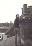 and chris b on his roof in docklands