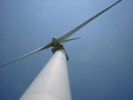 is a very modern windfarm with at least a dozen windmills powering 4,000 homes in the very steep-sided valley below