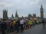 the march crosses Westminster Bridge
