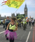The excellent Sheffield Samba Band bringing rhythm to the march