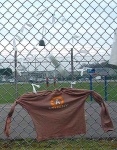 ribbons on the wire with an anarchy t-shirt