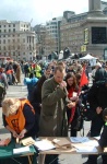 Good Friday, the long queue in Trafalgar Square to register for the march