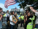 Lindis, who led the tour of the base, addressing the crowd
