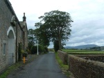 after crossing Colne water it's uphill again, past this attractive farm, Ing Heys, with Pendle Hill in the distance