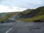 looking up at the bumpy ride - the only way west for cars out of the Derwent valley is via the original route, the minor road up through the Winnats Pass, very impressive but busy with traffic