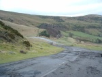 the bumpy ride down looking towards the long curve leading down to Castleton