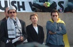 One of the speakers at the rally at Trafalgar Square at the end of the march