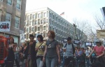 End the occupation/Bring the troops home Demo.
Over 100,000 thousand marched in London from Hyde Park to Trafalgar Square via the American Embassy.
Here some of the crowd having just passed the U.S. embassy