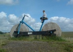 Many of the cyclepaths around the country are settings for artworks. These are some of them. 
Here, a giant bike on National Cycle Network route 75 near Blackridge.
This route is due to be returned to a railway shortly. Edinburgh - Glasgow via Bathgate & Airdrie. However, an alternative route is being found for the cyclepath as close as possible to the present route.
