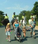 Charis, Kerris, Aelwyn, Orrin and Jules closely followed by the Four Horsemen of the Apocalypse