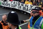 some cheerful interaction between some  stewards and police