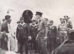 Japanese envoys arriving at Mingaladon airfield, Rangoon, to sign surrender terms