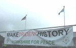 A 'Make Trident History' banner - see the article about the Scottish Parliament vote on the homepage