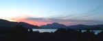 the sunset over Loch Lomond as seen from one of the dormitories in the youth hostel