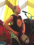 Theo singing 'Policeman 365' a song he composed for the police at Faslane nuclear base