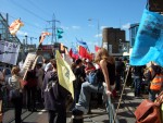 outside the Arms Fair we caught up with the Campaign Against the Arms Trade march - for more on CAAT click here