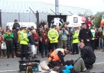 supporters cheering each arrestee on
