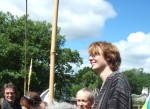 Jamie from the Peace Camp letting us know today is also the Peace Camp's 26th Birthday and everyone is invited to come to the party after the Demo.