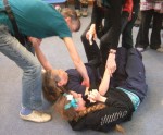 here some were role playing demonstrators, others police
- these two did very well managing to non violently resist being separated