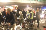 a bit of a conflab at the roundabout - it gradually dawned on the police concerned it would cause less congestion if they just let us go on our way!
Enjoy the freedom of a 'Critical Mass'
(as approved by a House of Lords ruling), last Friday of every month 6/7pm under Waterloo Bridge, South Bank
For more click here