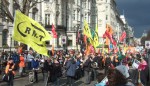 the flag of the rail union, the RMT, flying high
For more on the RMT click here