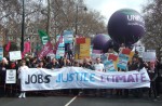 A huge turnout for this march to urge the G20 leaders that our future depends on creating an economy based on fair distribution of wealth, decent jobs for all and a low carbon world.
Here the lead banner of the march.