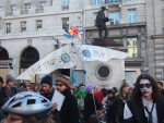 Cyclists assembling 9am at the Bank of England for the bike tour of the City