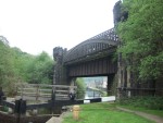the railway bridge to the south of the town with its twin castellated towers